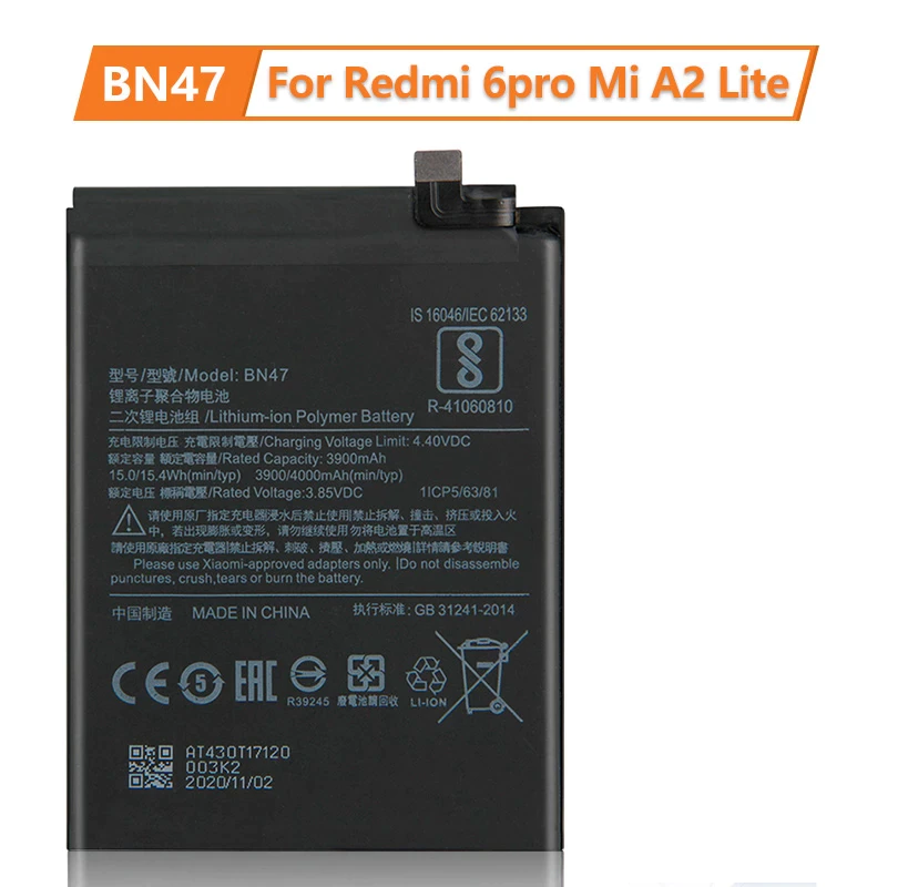 Xiaomi Mi A2 Lite Battery original (Model BN-47) 4000mAh with