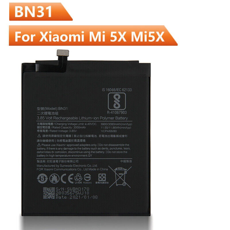 Xiaomi Mi Y1 Lite Battery Orignal (Model-BN 31) 3000 mAh with 6 month warranty.