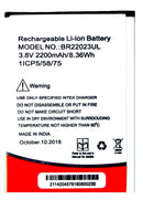 Intex Aqua T1 Lite Battery original {Model:BR22023UL} 2200mAh 3.8v with 3 Months Warranty