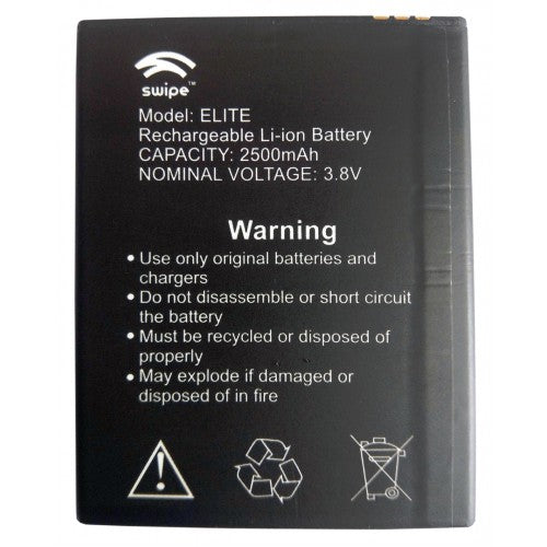 Swipe Elite Battery original(Model-ELITE)2500mAh 3.8V with 3 months warranty.