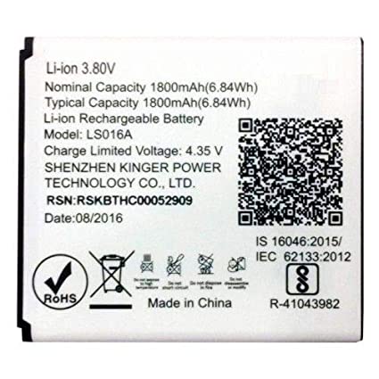 Lyf Flame 7S Battery original (Model-LS016A) 1800mAh 3.8v with 3 months warranty.
