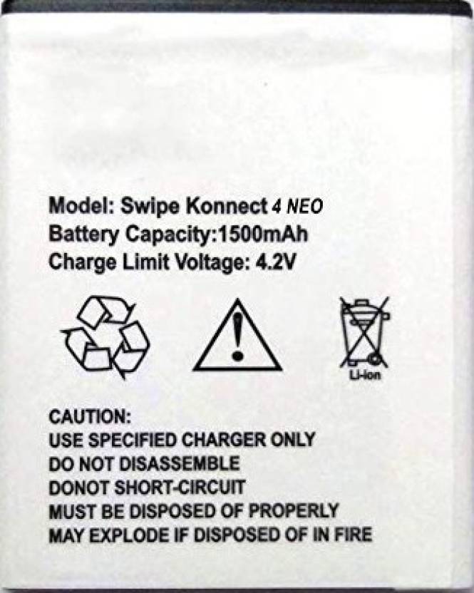 Swipe Konnect 4 Neo Battery original(Model-Swipe Konnect 4 Neo)1500mAh 4.2mAh with 3 months warranty.